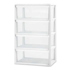 4-Drawer Wide Tower in White