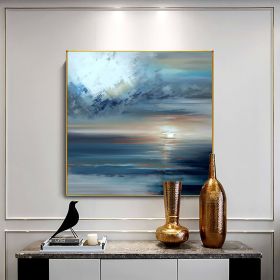 Handmade Oil Painting Abstract Ocean Oil Painting On Canvas Large Wall Art Original Sunset Seascape Painting Modern Living Room Home Decor (STYLE: 1, size: 100x100cm)