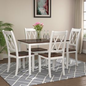 5-Piece Dining Table Set Home Kitchen Table and Chairs Wood Dining Set (Main Color: Cherry, Main Material: Solid Wood)