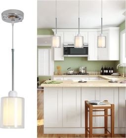 Glass Pendant Light, Modern Pendant Lighting for Kitchen Island, Farmhouse Mini Pendant Lamp with Chrome Nickel Adjustable for Dining Room, Sink, Doub (Color: as Pic)