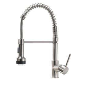 New Single Handle Pull-Down Sprayer LED Kitchen Faucet (Color: Brushed Nickel)
