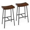Table Benches Industrial Saddle Stool Bar Height Chair Bar Stool W/ Metal Frame