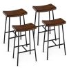 Table Benches Industrial Saddle Stool Bar Height Chair Bar Stool W/ Metal Frame