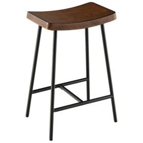 Table Benches Industrial Saddle Stool Bar Height Chair Bar Stool W/ Metal Frame (Color: Brown, Type: 1 Pcs)