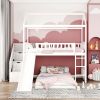 Twin Over Twin Bunk Bed with Two Drawers and Slide, House Bed with Slide