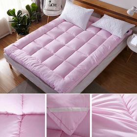 Mattress Topper Pad Quilted Mattress Cover Bed Protector King Queen Full Twin Size (Color: Pink, size: Full)
