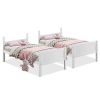 Wooden Twin Over Twin Bunk Beds with Ladder and Safety Rail