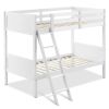 Wooden Twin Over Twin Bunk Beds with Ladder and Safety Rail