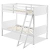 Wooden Twin Over Twin Bunk Beds with Ladder and Safety Rail