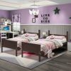 Wooden Twin Over Twin Bunk Beds with Ladder and Safety Rail