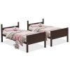 Wooden Twin Over Twin Bunk Beds with Ladder and Safety Rail