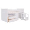 Loft Bed Low Study Twin Size Loft Bed With Storage Steps and Portable,Desk