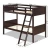 Wooden Twin Over Twin Bunk Beds with Ladder and Safety Rail
