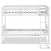 Wooden Twin Over Twin Bunk Beds with Ladder and Safety Rail