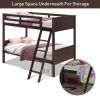 Wooden Twin Over Twin Bunk Beds with Ladder and Safety Rail