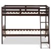Wooden Twin Over Twin Bunk Beds with Ladder and Safety Rail