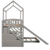 Twin Over Twin Bunk Bed with Two Drawers and Slide, House Bed with Slide