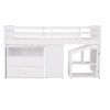 Loft Bed Low Study Twin Size Loft Bed With Storage Steps and Portable,Desk