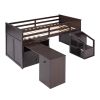 Loft Bed Low Study Twin Size Loft Bed With Storage Steps and Portable,Desk