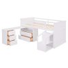Loft Bed Low Study Twin Size Loft Bed With Storage Steps and Portable,Desk