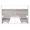 Full Size Metal Platform Bed Frame with  Four Drawers,Sockets and USB Ports ,Slat Support No Box Spring Needed