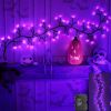 6 Ft 54 LED Halloween Willow Vine Twig 18 LED Pumpkins & Spiders, 36 Orange & Purple Halloween Lights Waterproof Battery Operated Garland Halloween Sc