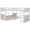 Twin Size Bunk Bed with a Loft Bed attached, with Two Drawers,Gray