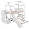 Twin Over Twin Bunk Bed with Two Drawers and Slide, House Bed with Slide